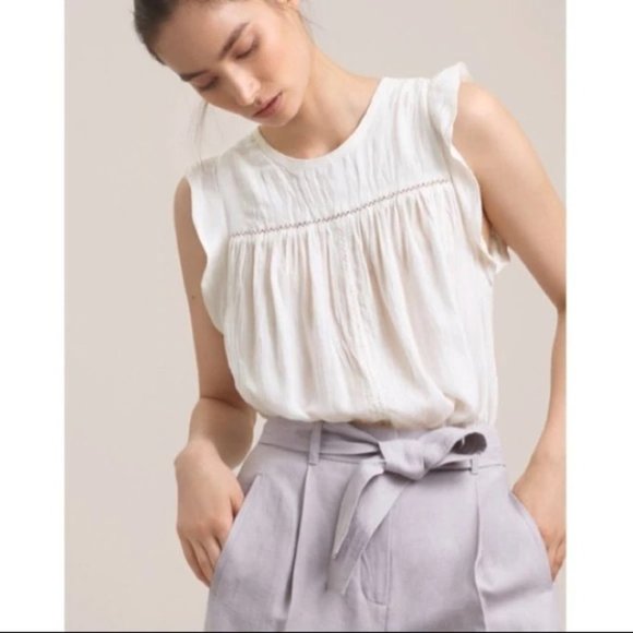 Aritzia Tops - Aritzia Wilfred Meryon Blouse Oak Ruffle Crinkle Lace Size XS